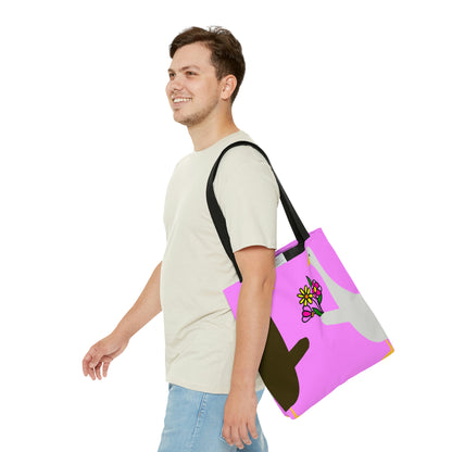 Ducks sharing flowers - Fuschia Pink ff8eff  - Tote Bag