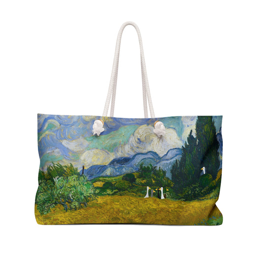 The Ducks visit the Wheat Field with Cypresses - Van Gogh - Weekender Bag
