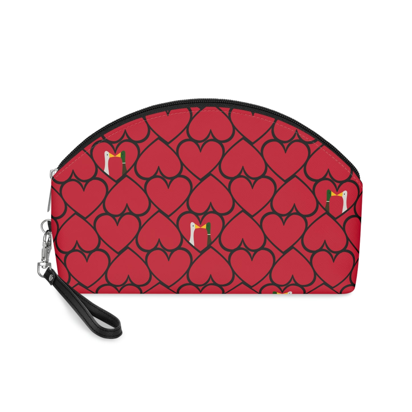 Ducks in hearts - Fire Engine Red c8092e - Makeup Bag