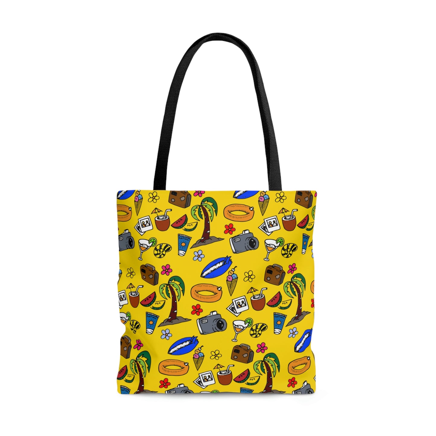 Summer doodles - oversize - yellow ffd800  - Tote Bag