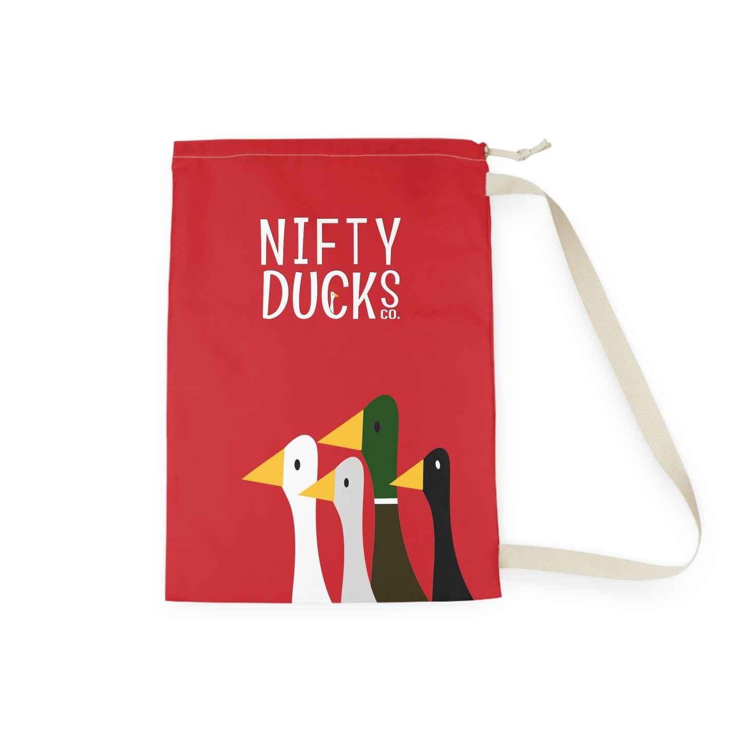 Nifty Ducks Co. Logo2 - Fire Engine Red ce2029 - Laundry Bag