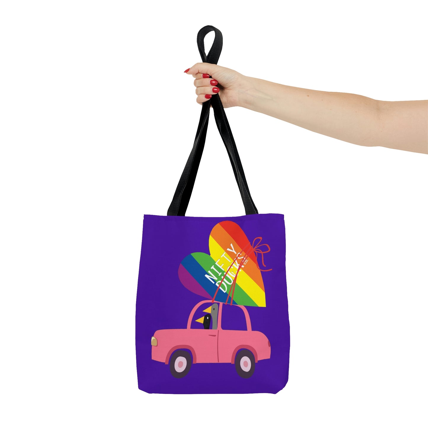 Ducks delivering a lot of love - Pride - Purple Heart 5412AB - Tote Bag