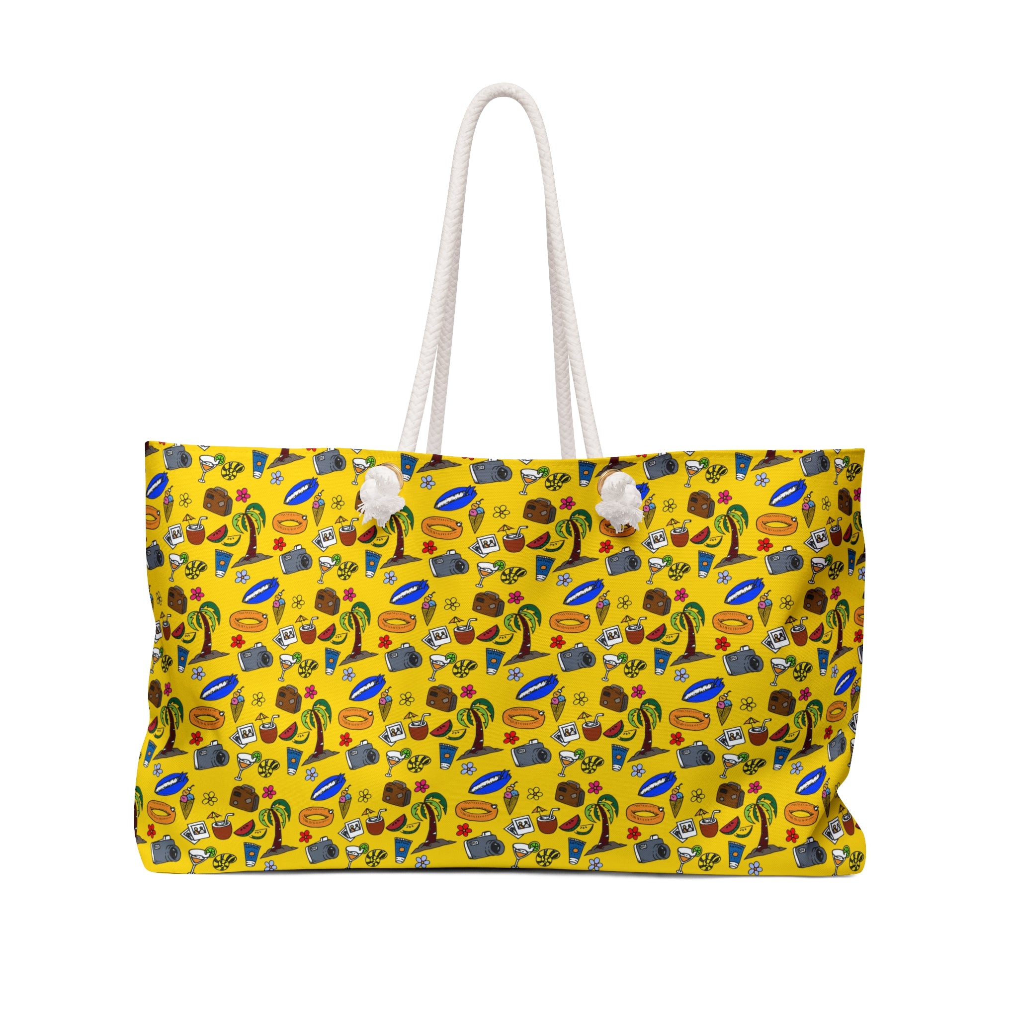 Summer doodles - yellow ffd800 - Weekender Bag – Nifty Ducks Co.