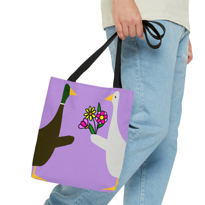 Ducks sharing flowers - Wisteria c197e1 - Tote Bag