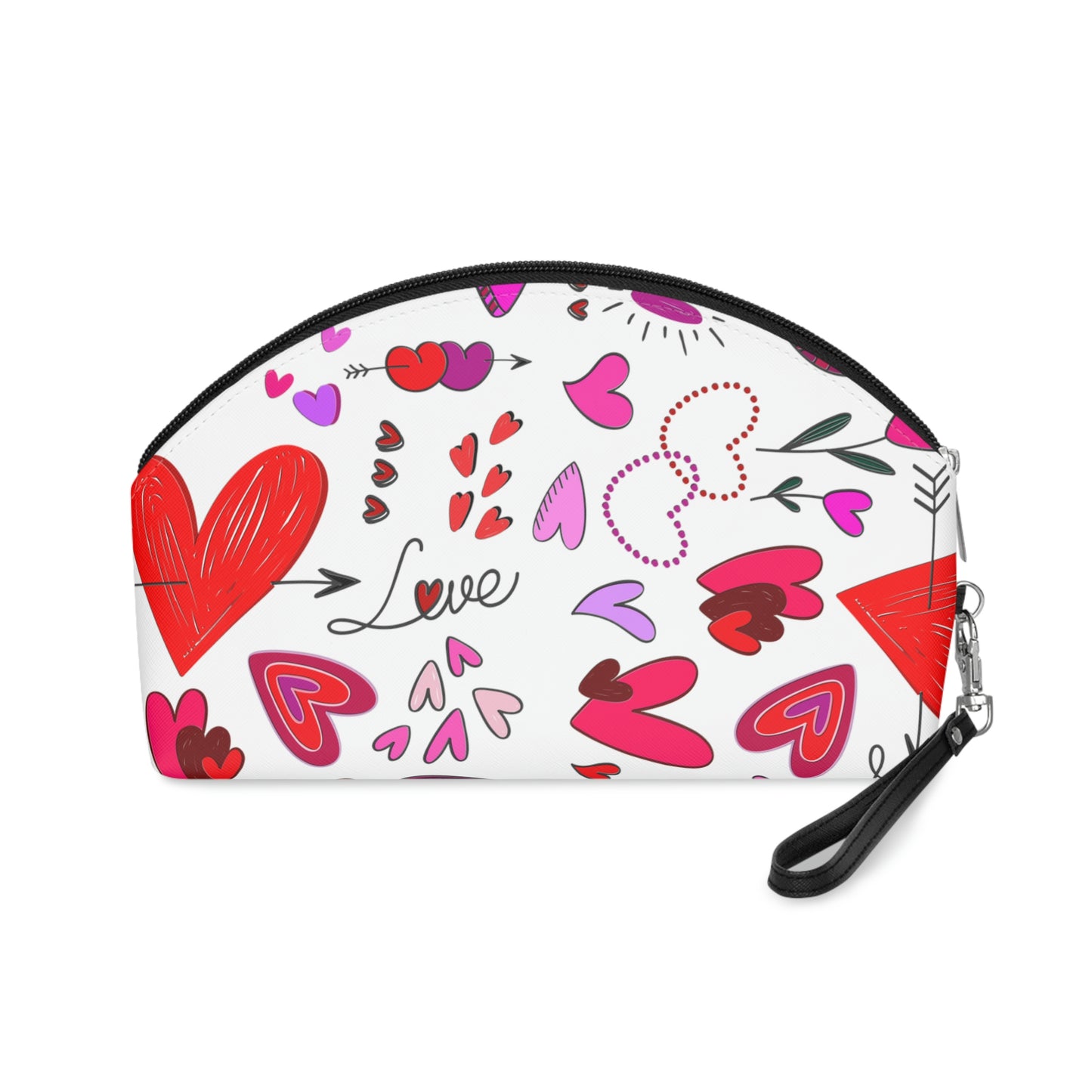 Heart Doodles - White ffffff - Makeup Bag