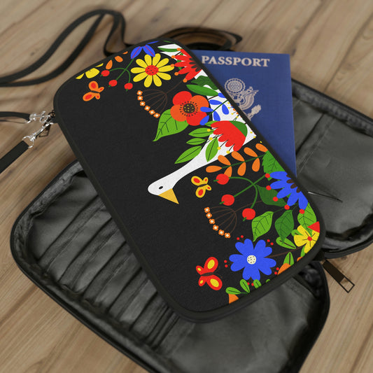 Bright Summer flowers - black 000000 - Passport Wallet