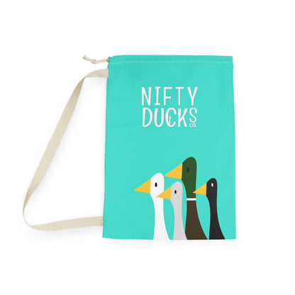 Nifty Ducks Co. Logo2 - Turquoise 40e0d0 - Laundry Bag