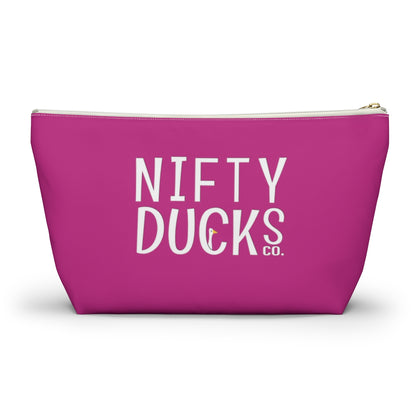 Nifty Ducks Co. Logo2 - Medium Red Violet c42a86 - Accessory Pouch w T-bottom