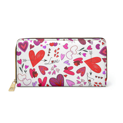 Heart Doodles - White ffffff - Zipper Wallet