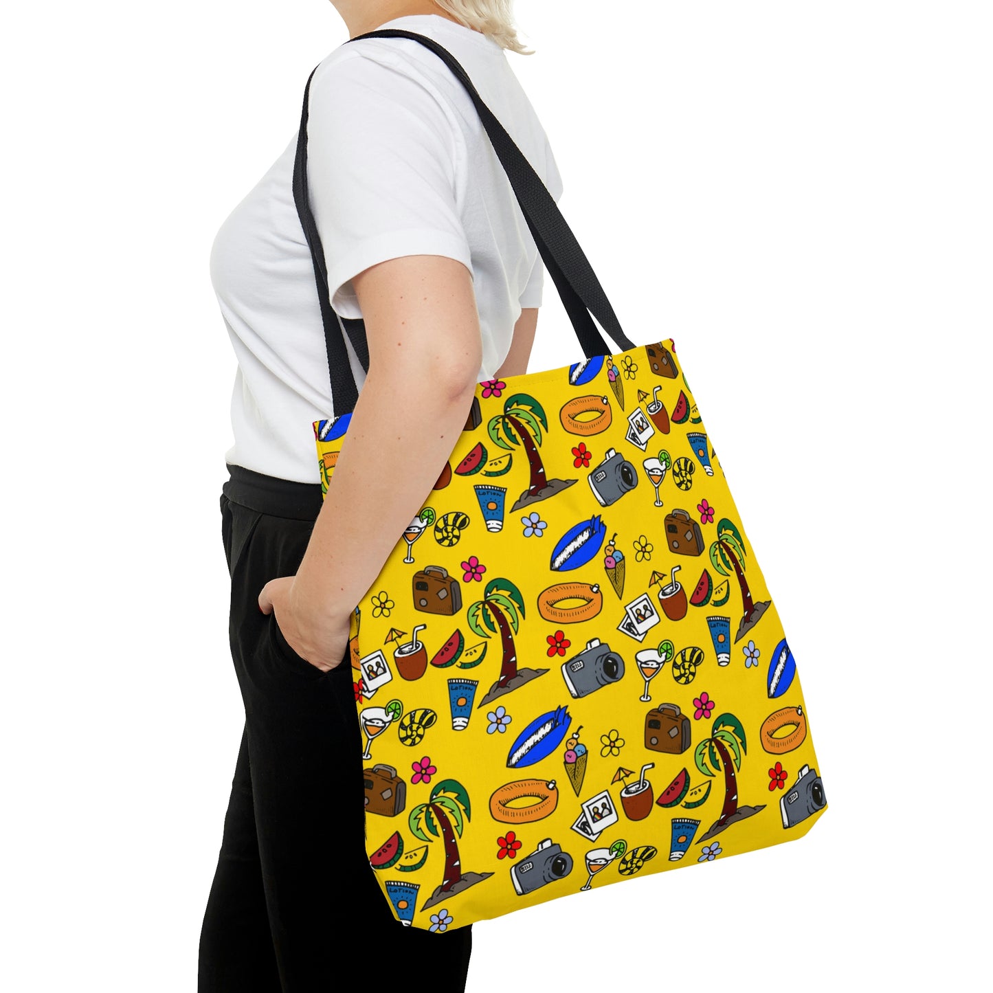 Summer doodles - oversize - yellow ffd800  - Tote Bag