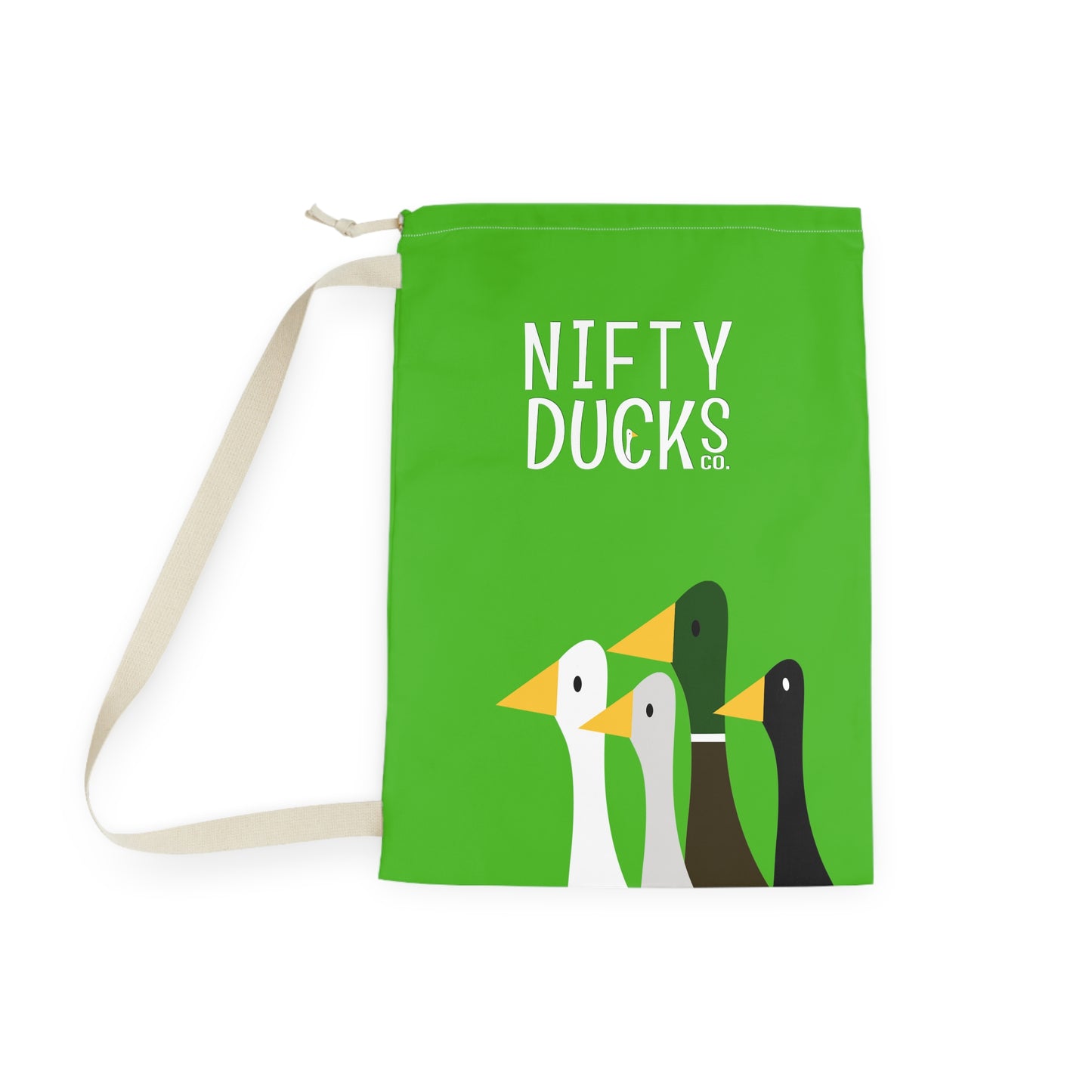 Nifty Ducks Co. Logo2 - Kelly Green 4cbb17 - Laundry Bag