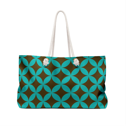 Brown with teal geometric pattern - Weekender Bag