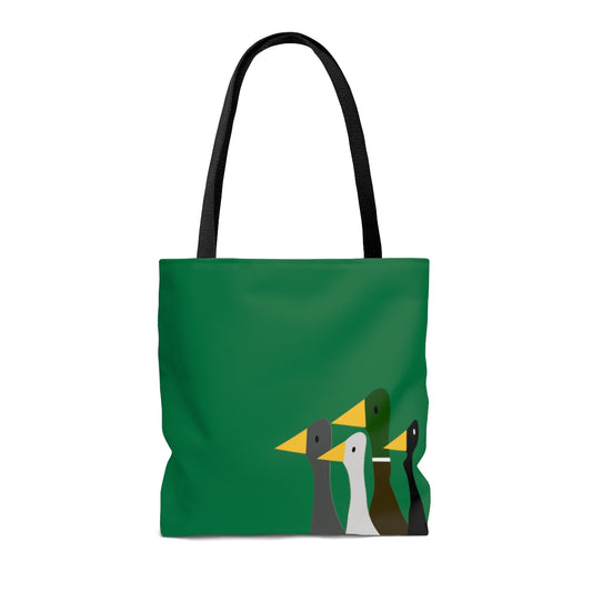 Nifty Ducks Co. Logo2 - white on dark green - Tote Bag