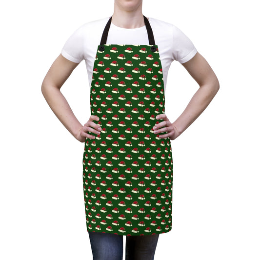 Santa hats on green - Apron