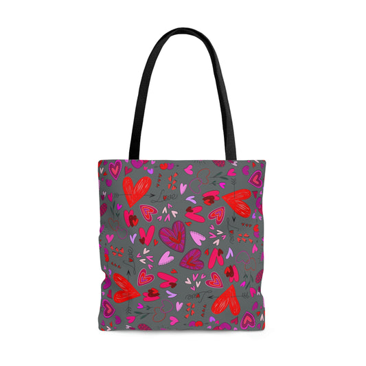 Heart Doodles - Dim Gray 646a6a - Tote Bag