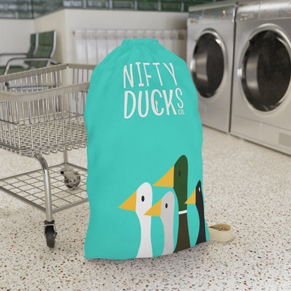 Nifty Ducks Co. Logo2 - Turquoise 40e0d0 - Laundry Bag