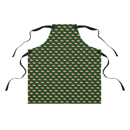 Santa hats on green - Apron