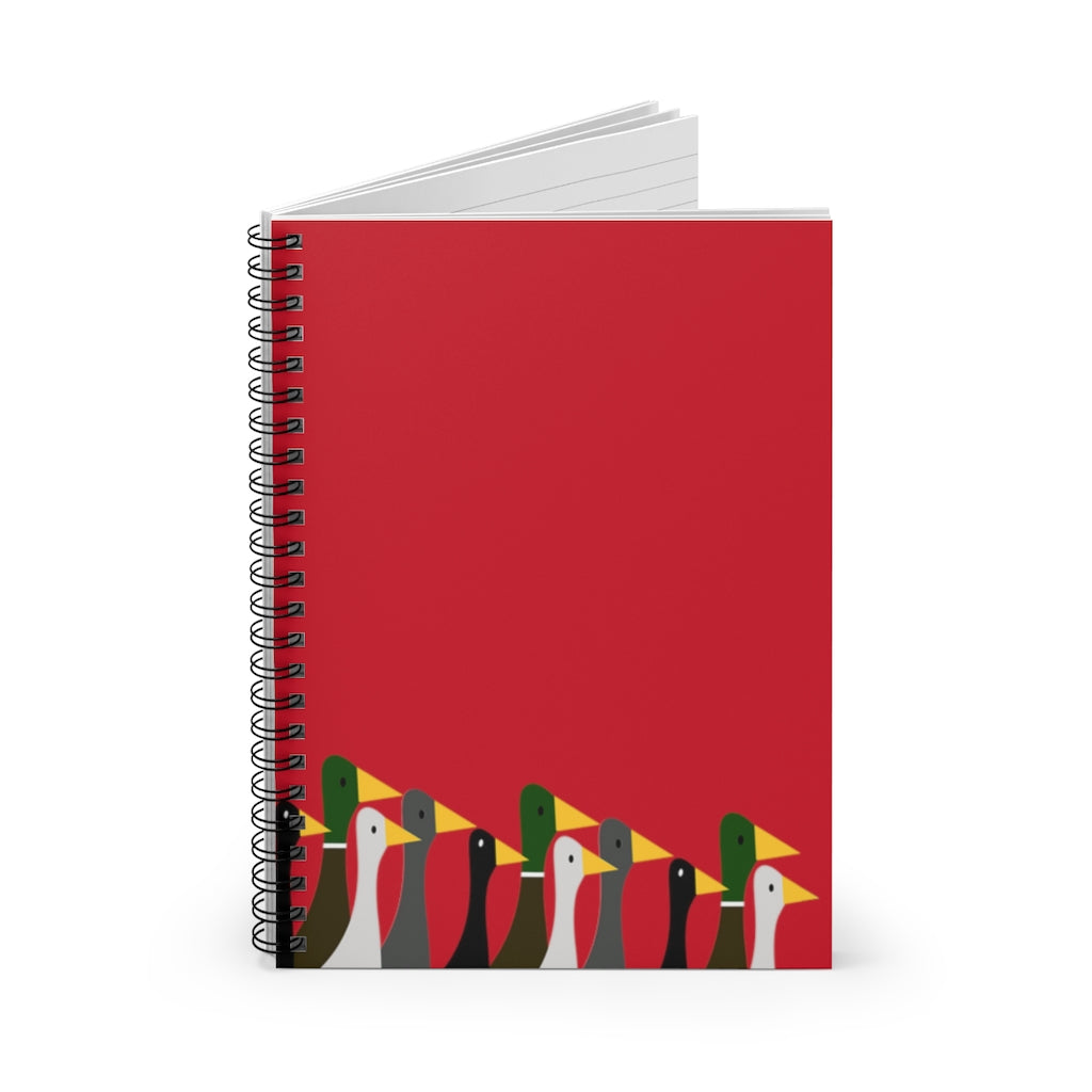 Marching Ducks - red - Spiral Notebook - Ruled Line