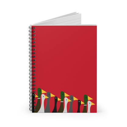 Marching Ducks - red - Spiral Notebook - Ruled Line