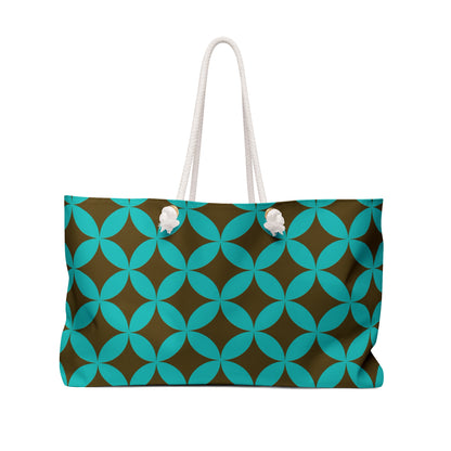 Brown with teal geometric pattern - Weekender Bag