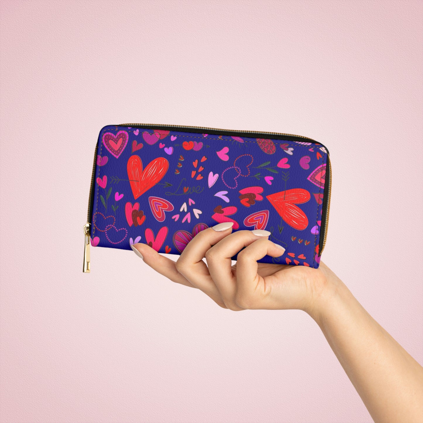 Heart Doodles - Ultramarine 160987 - Zipper Wallet