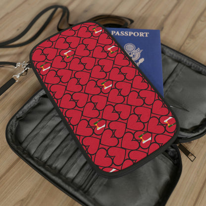 Ducks in hearts - Fire Engine Red c8092e - Passport Wallet