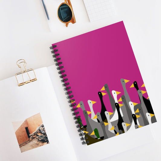 Not as many ducks - Medium Red Violet c42a86 - Spiral Notebook - Ruled Line