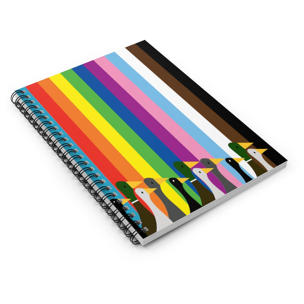 Ducks Marching - Pride Colors - Spiral Notebook - Ruled Line