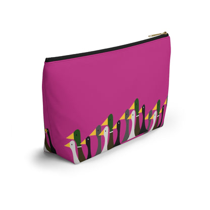 Marching ducks - Medium Red Violet c42a86 - Accessory Pouch w T-bottom
