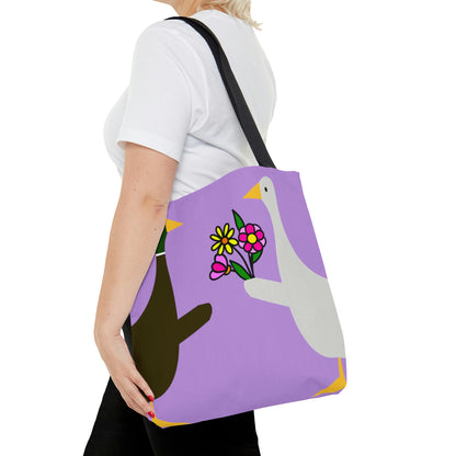 Ducks sharing flowers - Wisteria c197e1 - Tote Bag