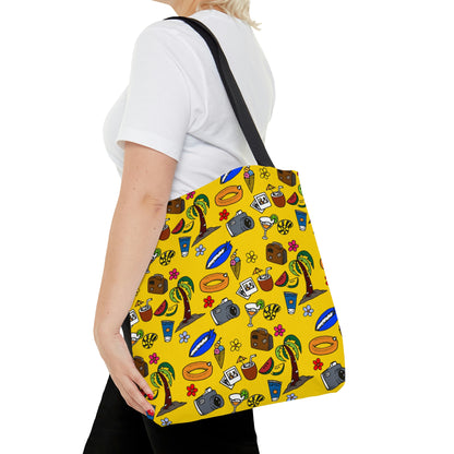 Summer doodles - oversize - yellow ffd800  - Tote Bag