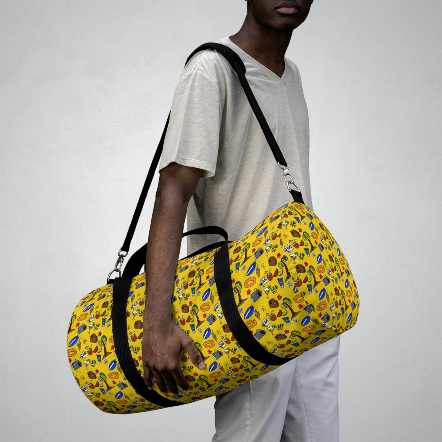 Summer doodles - yellow ffd800 - Duffel Bag