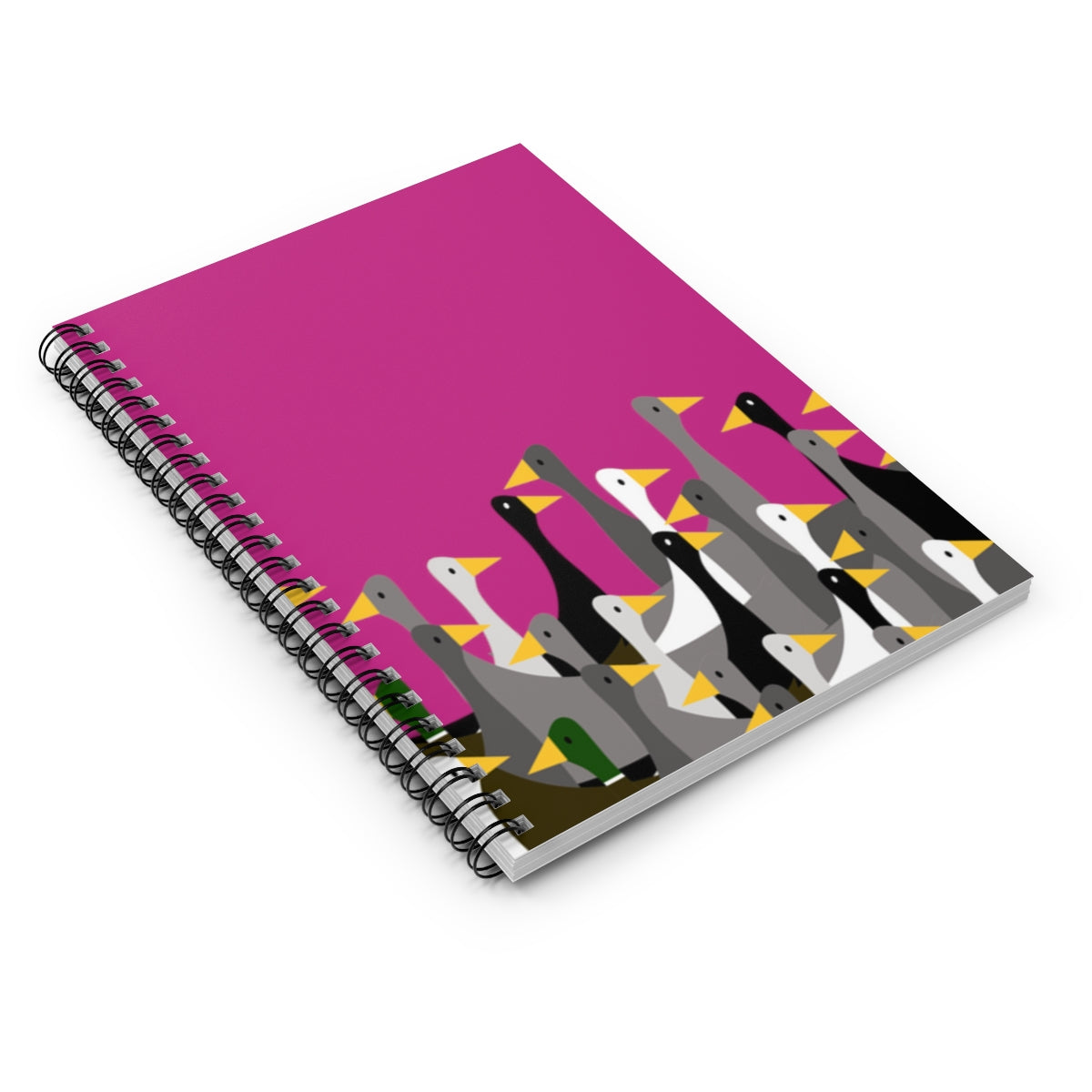 Not as many ducks - Medium Red Violet c42a86 - Spiral Notebook - Ruled Line