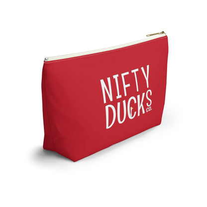 Nifty Ducks Co. Logo2 - red - Accessory Pouch w T-bottom