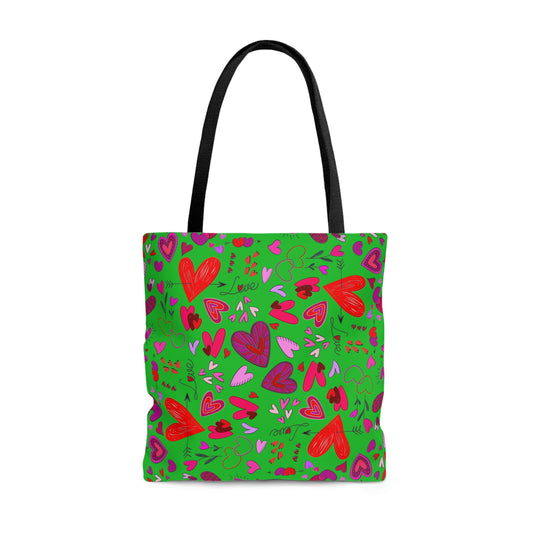 Heart Doodles - Lime Green 21C12E - Tote Bag