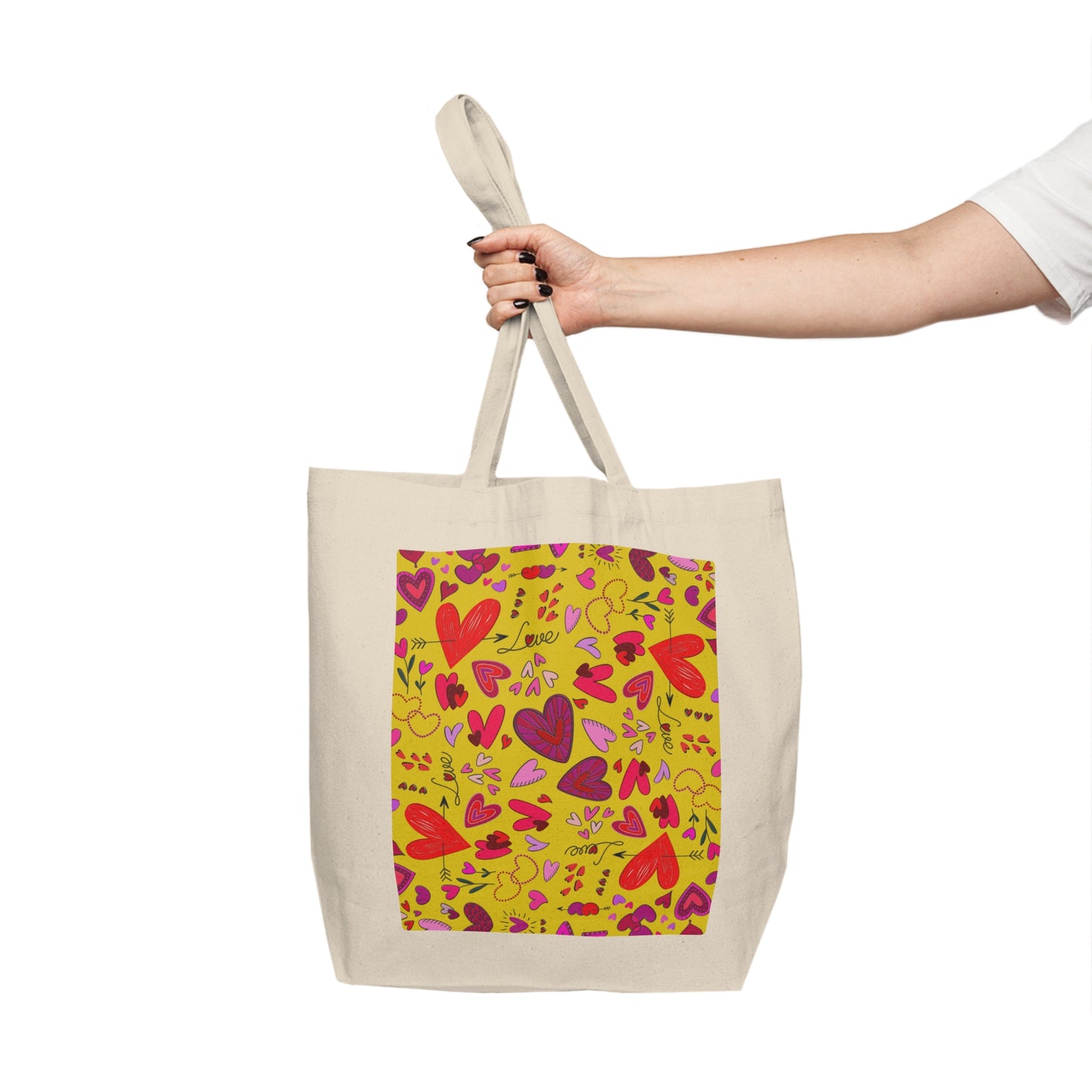 Summer doodles - yellow ffd800 - Canvas Shopping Tote