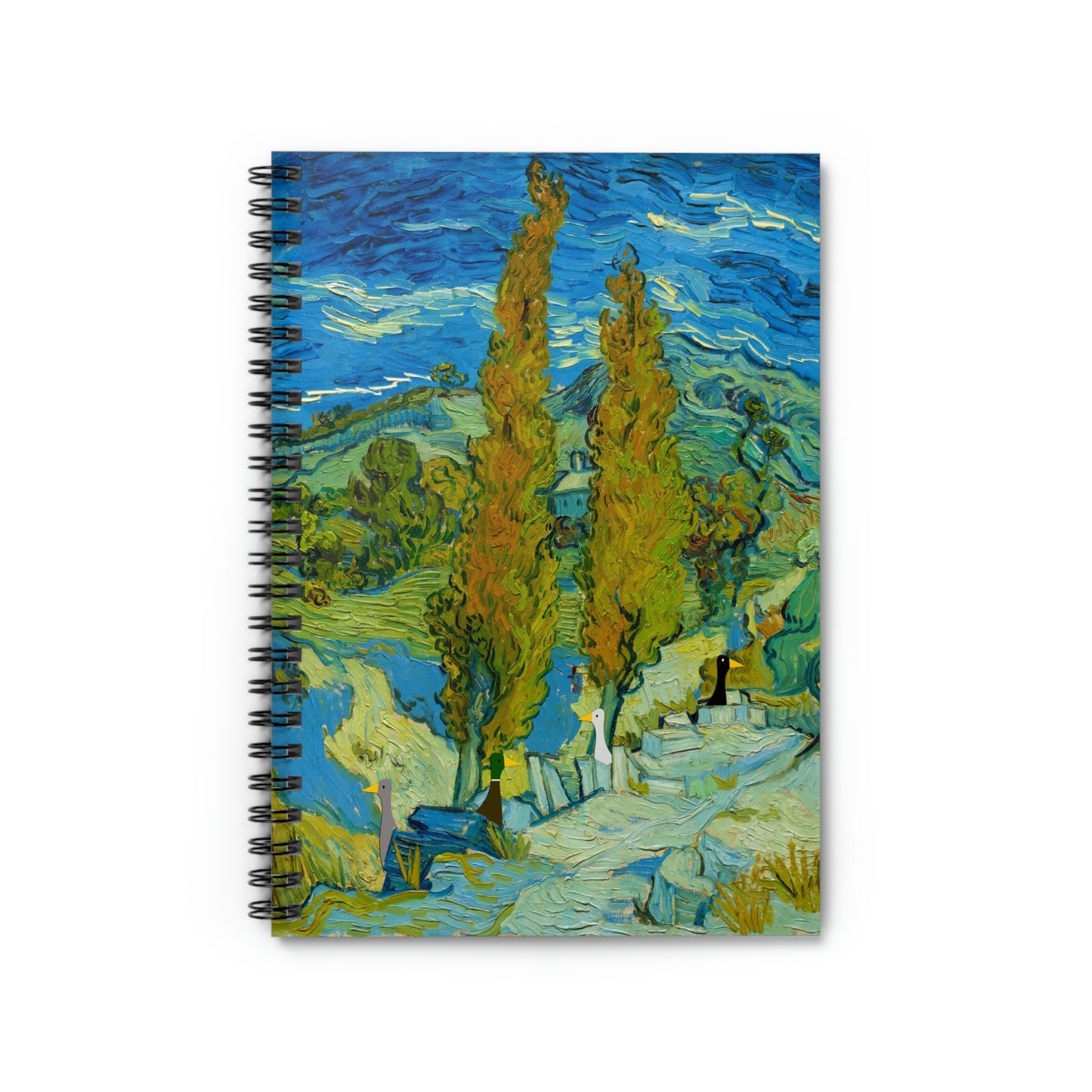 Ducks checking out Two Poplars in the Alpilles near Saint-Remy - Spiral Notebook - Ruled Line