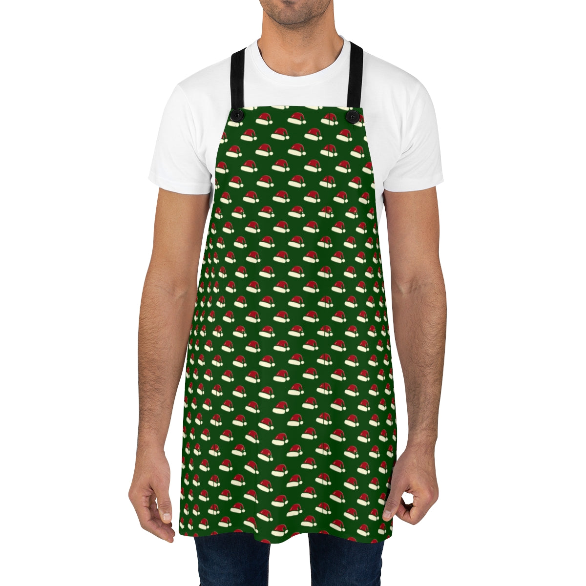 Santa hats on green - Apron