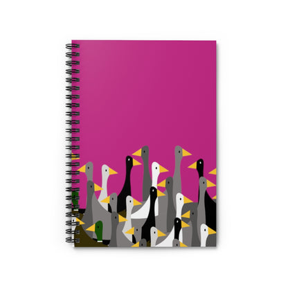 Not as many ducks - Medium Red Violet c42a86 - Spiral Notebook - Ruled Line