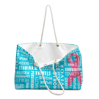 Celebrating the Survivors Supporting the Fighters - dark turquoise 00d0e3 - Weekender Bag