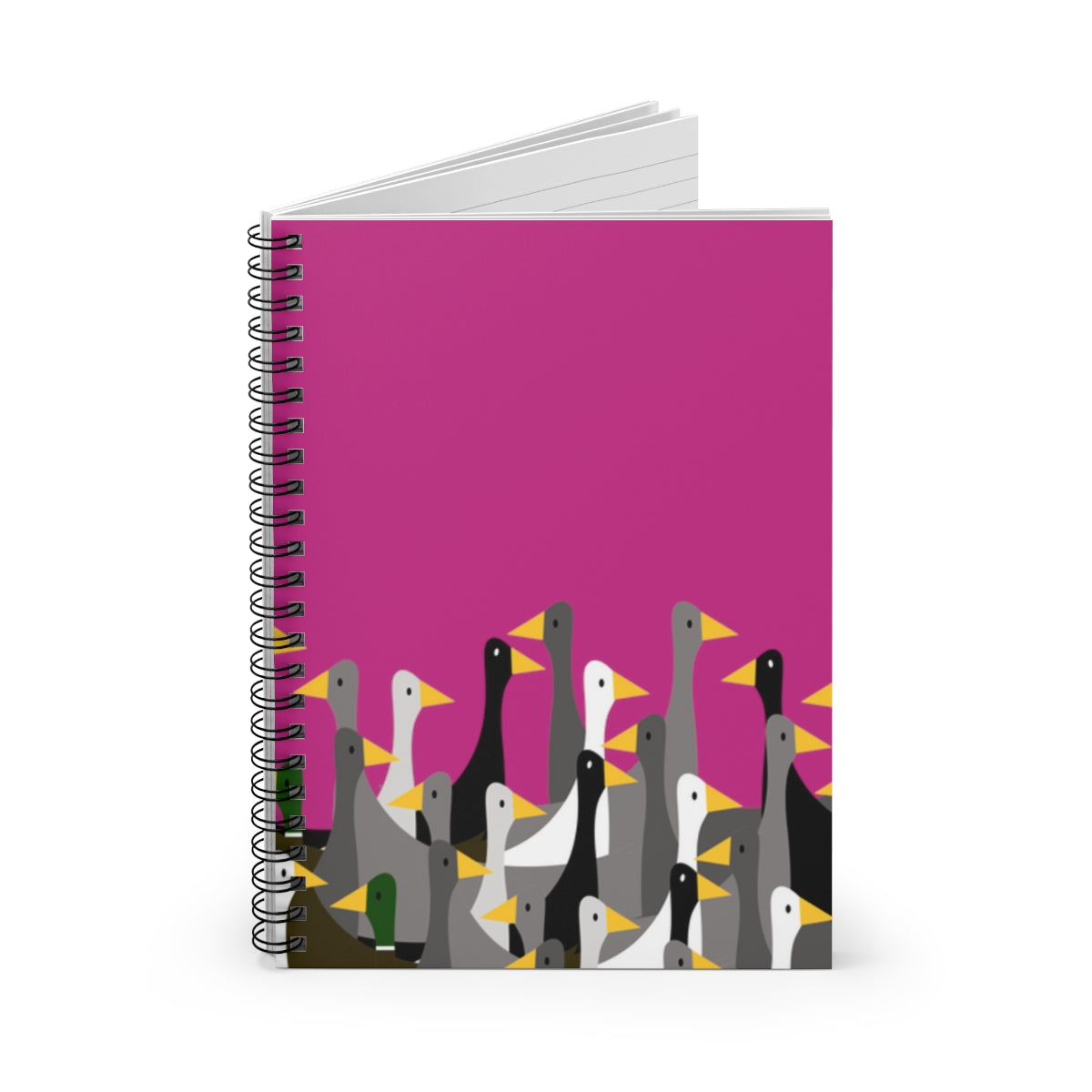 Not as many ducks - Medium Red Violet c42a86 - Spiral Notebook - Ruled Line