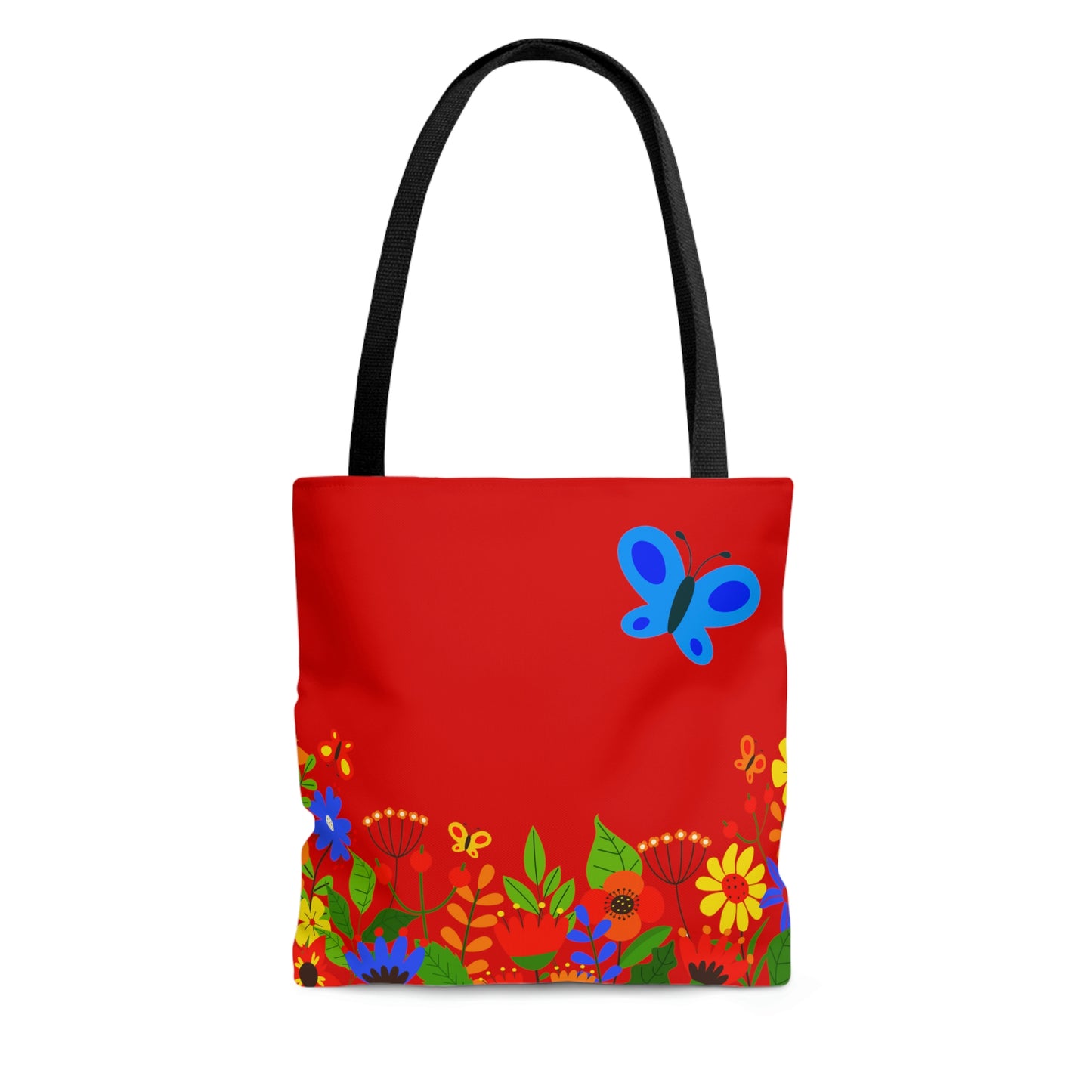 Duck in Bright Summer flowers - Scarlet de0000 - Tote Bag