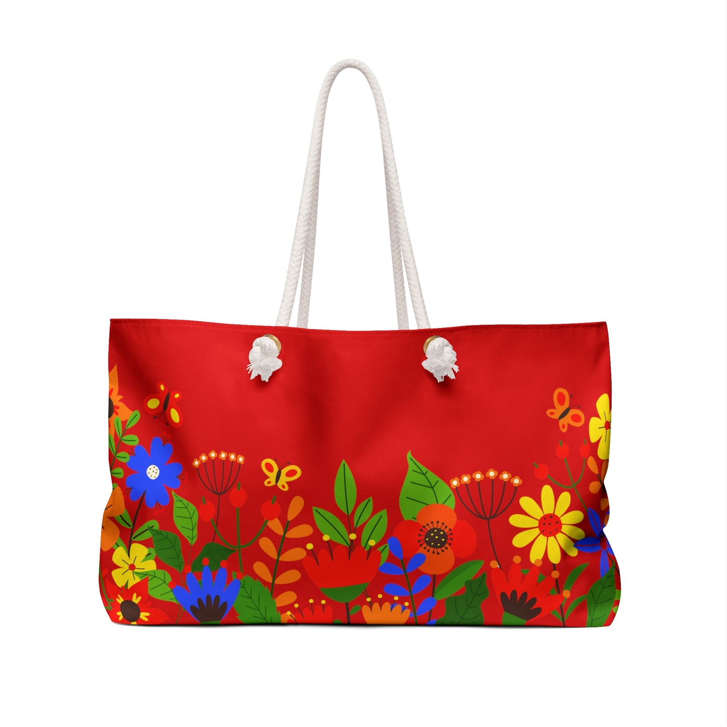 Duck in Bright Summer flowers - Weekender Bag