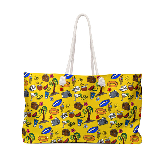 Summer doodles - oversized - yellow ffd800 - Weekender Bag