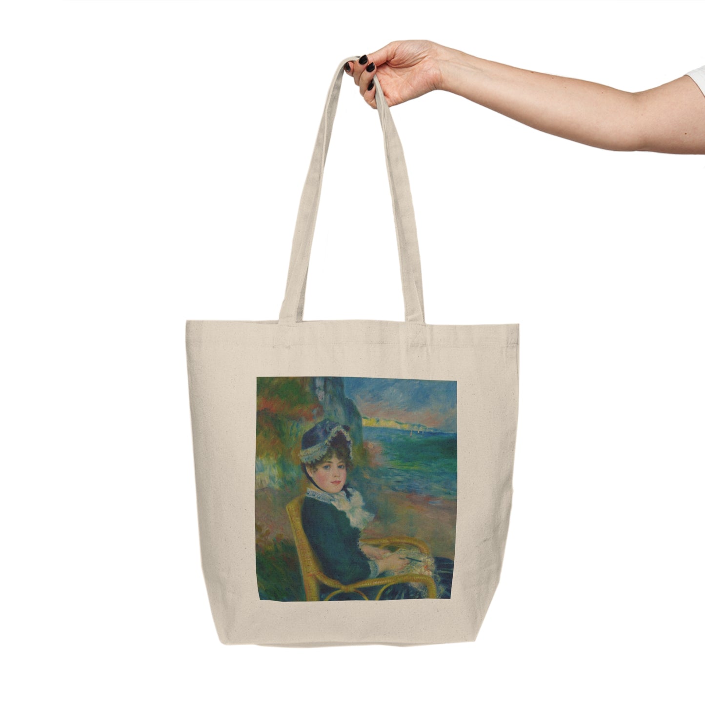 By the Sea - Auguste Renoir - logo - Canvas Shopping Tote