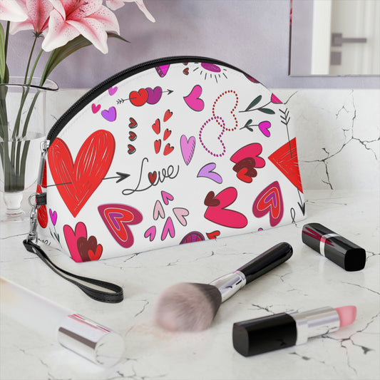 Heart Doodles - White ffffff - Makeup Bag