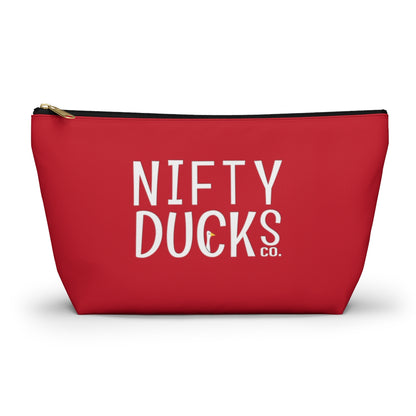 Nifty Ducks Co. Logo2 - red - Accessory Pouch w T-bottom