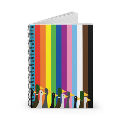 Ducks Marching - Pride Colors - Spiral Notebook - Ruled Line