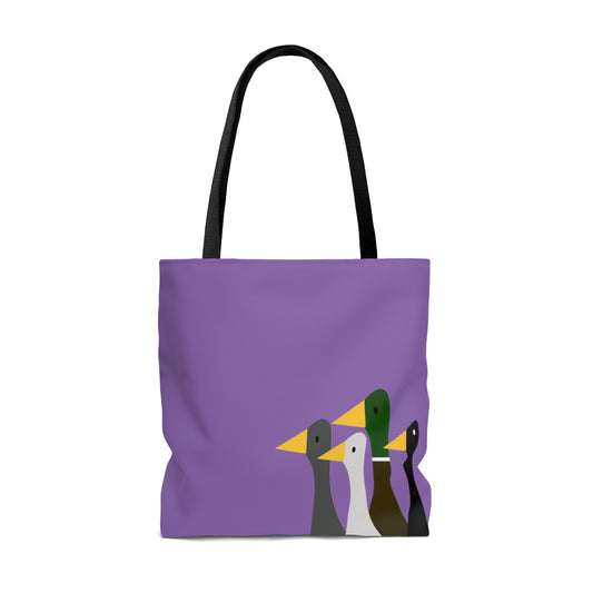 Nifty Ducks Co. Logo2 - white on purple - Tote Bag