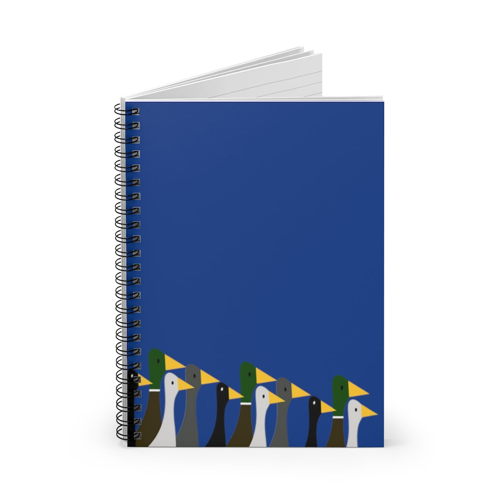 Marching Ducks - dark blue - Spiral Notebook - Ruled Line